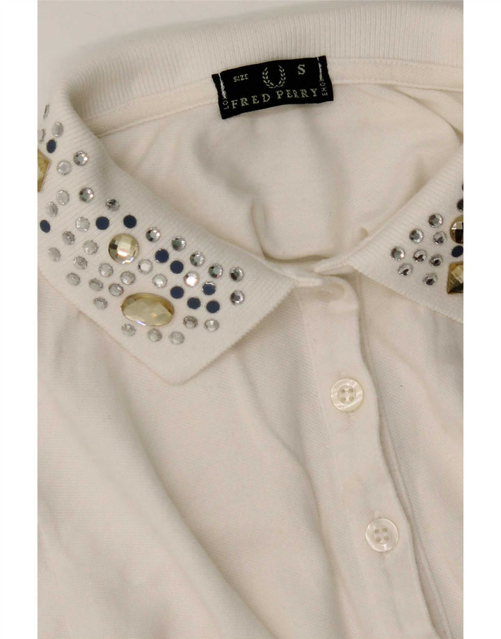 Fred Perry Polo para Mujer UK 10 Small Blanco