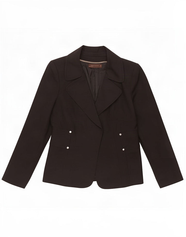 Zara Chaqueta Blazer Mujer EU 42 Grande Algodón Negro