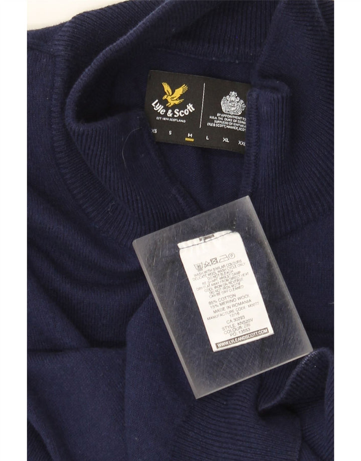 Lyle & Scott Jersey tipo jersey con cuello y cremallera para hombre de algodón azul marino mediano