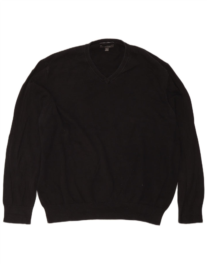 Marks & Spencer - Jersey con cuello en V para hombre, talla 2XL, algodón negro