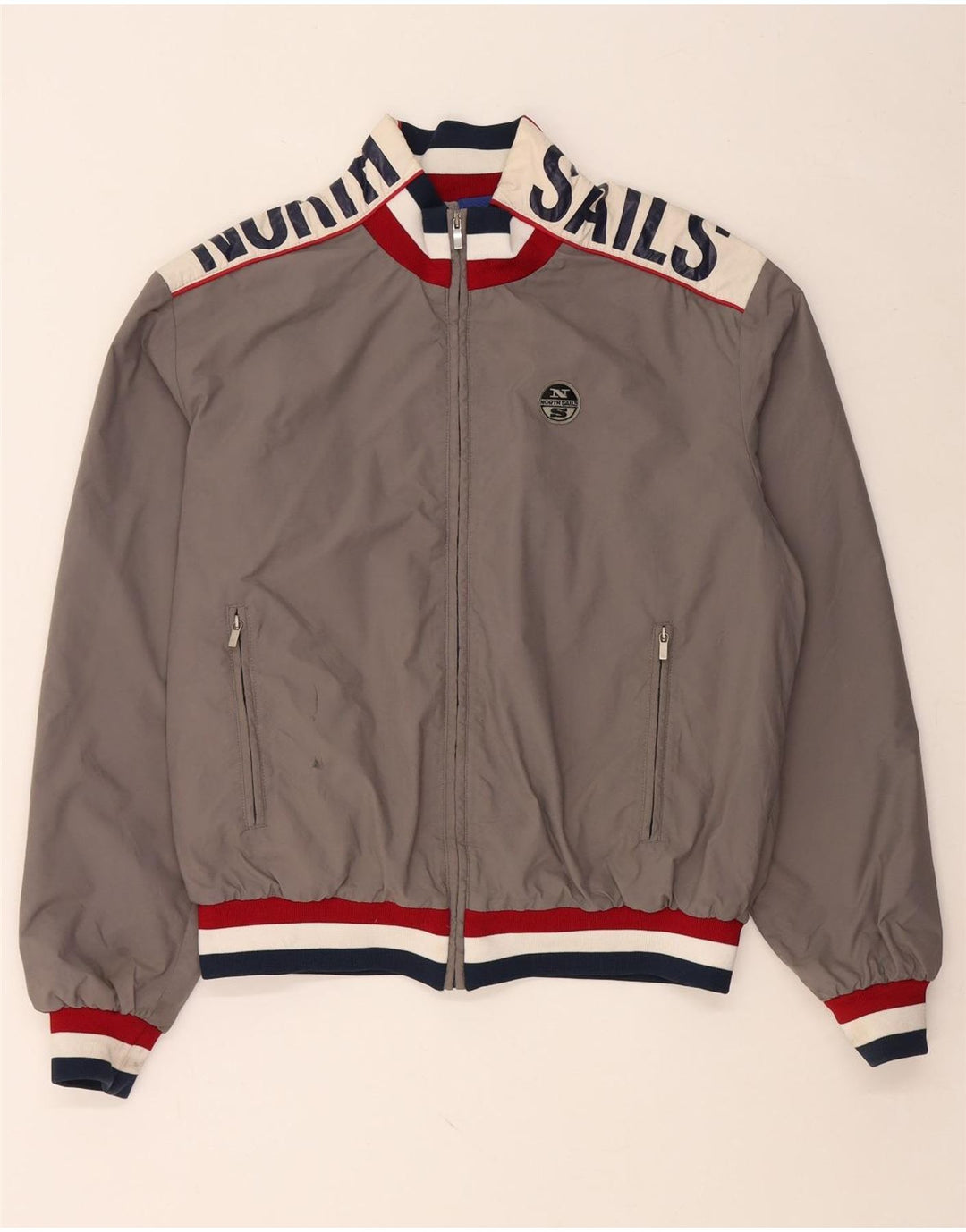 NORTH SAILS Chaqueta bomber estampada para hombre UK 42 XL Gris Colorblock Poliamida