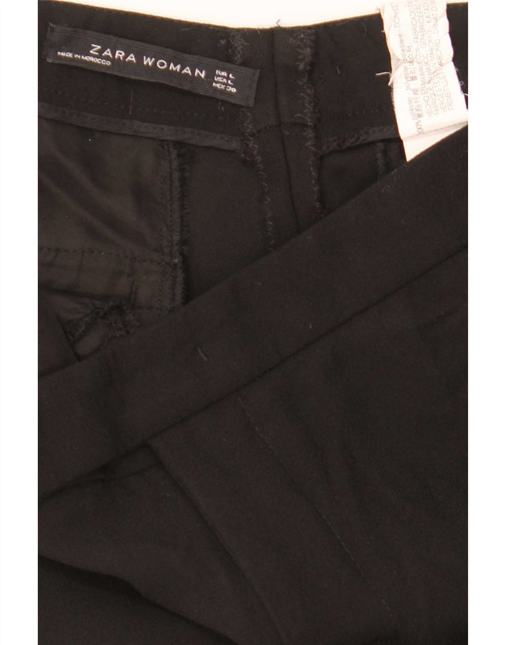 Zara Mujer Pantalón Casual Acampanado Grande W32 L32 Poliéster Negro