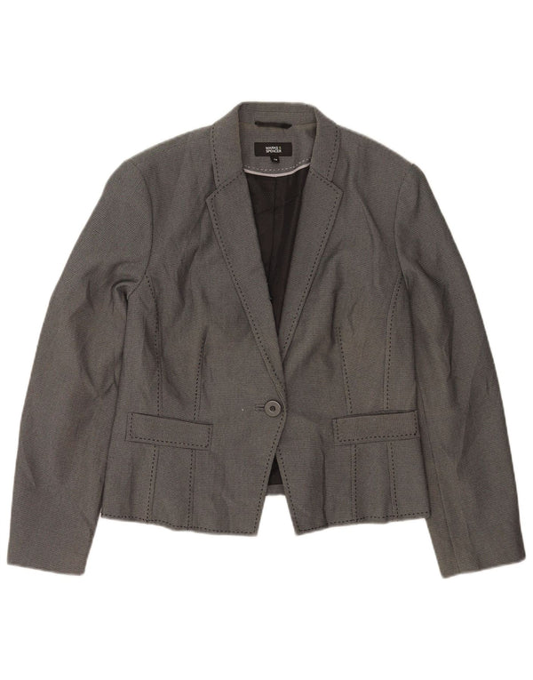 Marks & Spencer Chaqueta tipo blazer con 1 botón para mujer UK 44 Poliéster gris medio