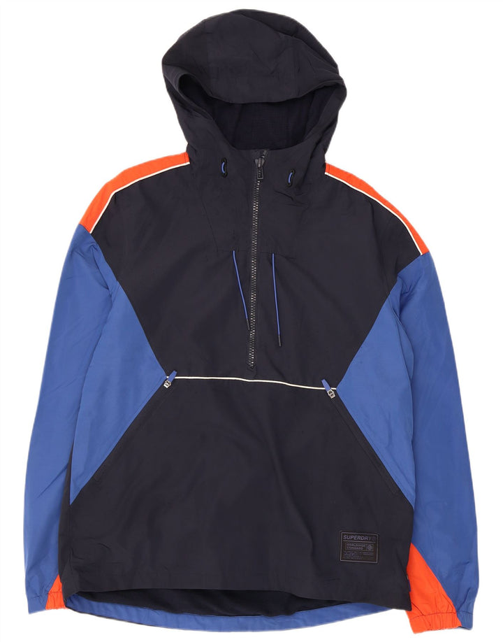 SUPERDRY Chaqueta anorak con capucha para hombre UK 38 Medium Azul marino Colorblock