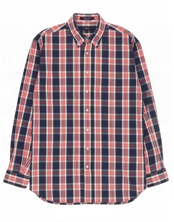 Gant Camisa Regular Fit XL De Algodón A Cuadros Azul Marino Hombre