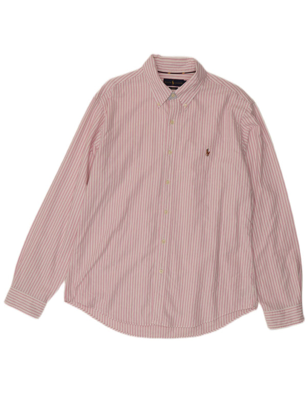 Ralph Lauren Camisa Slim Fit para Hombre XL Algodón A Rayas Rosa