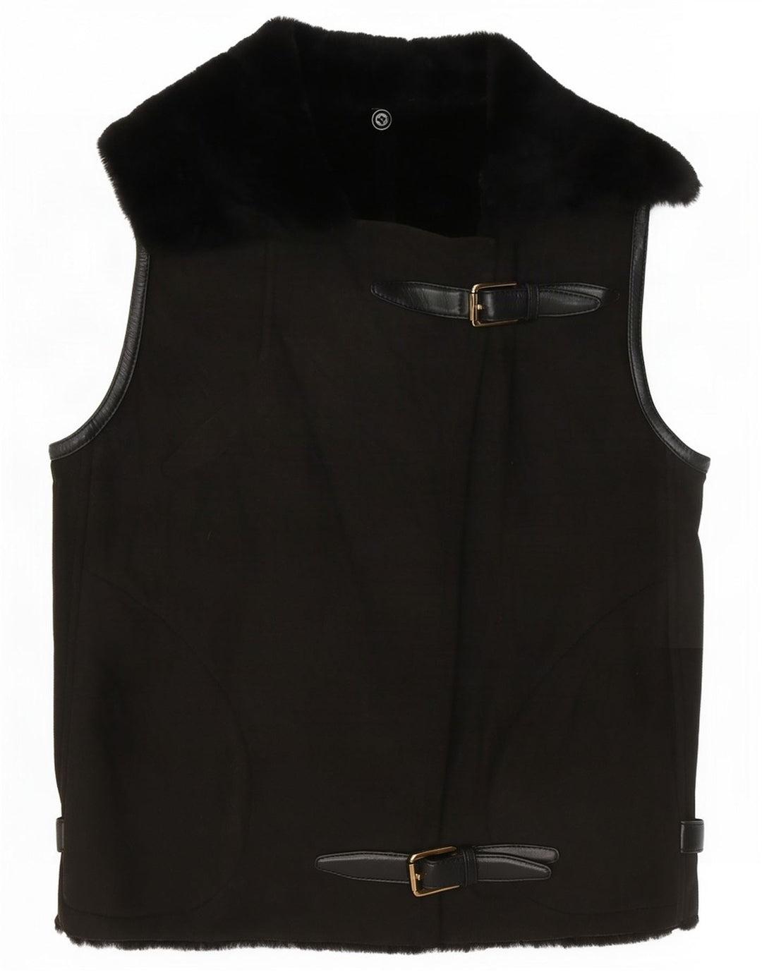 Vintage mujer crop Sherpa Gilet EU 38 Marrón medio