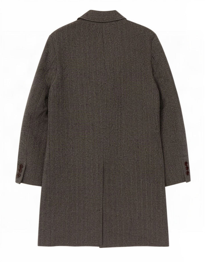Abrigo vintage para hombre IT 54 2XL Gris Herringbone Lana Virgen