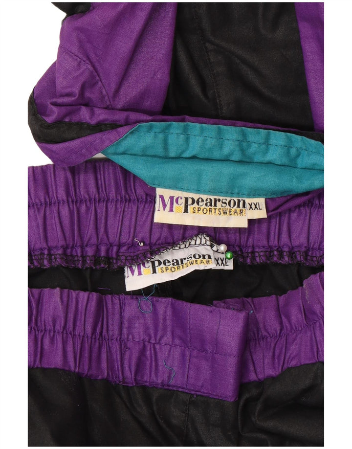 Vintage mujer gráfico completo chándal Reino Unido 20 2XL negro colorblock poliéster