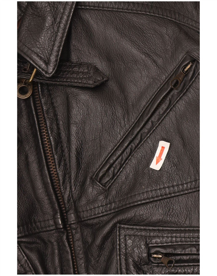 Vintage hombres chaqueta de cuero Reino Unido 38 medio negro