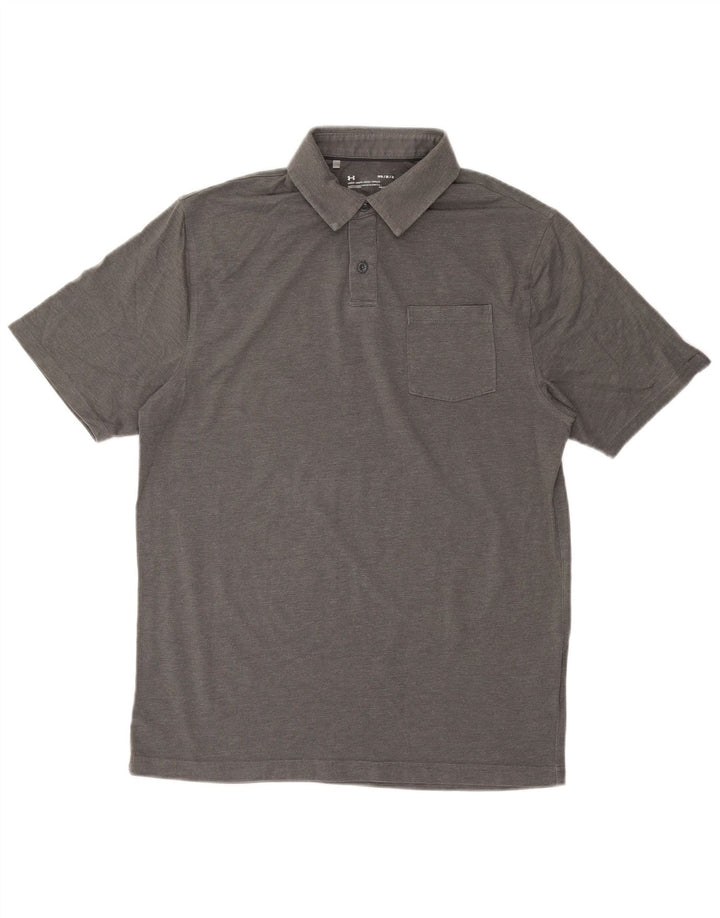 UNDER ARMOUR Mens Heat Gear Polo Shirt Medium Grey Cotton