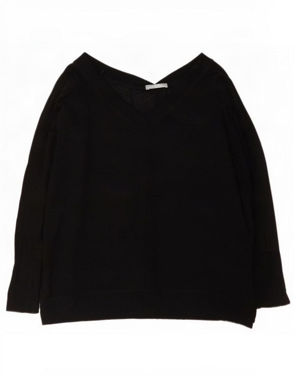Zara Mujer Jersey Oversize Con Cuello En V UK 44 Medium Viscosa Negra