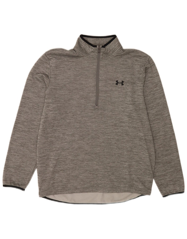 Under Armour Mens Zip Neck Sweatshirt Jumper Large Grey Flecked Polyester