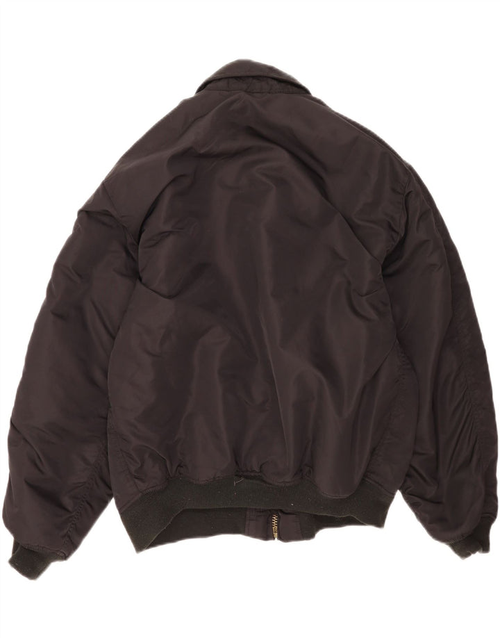 Vintage hombres clima frío vuelo aviador chaqueta Reino Unido 40 grande nylon negro