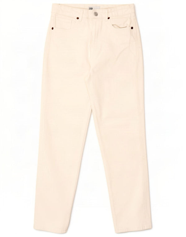 Zara Jeans De Cintura Alta Para Mujer EU 36 XS W26 L27 Algodón Blanco Roto