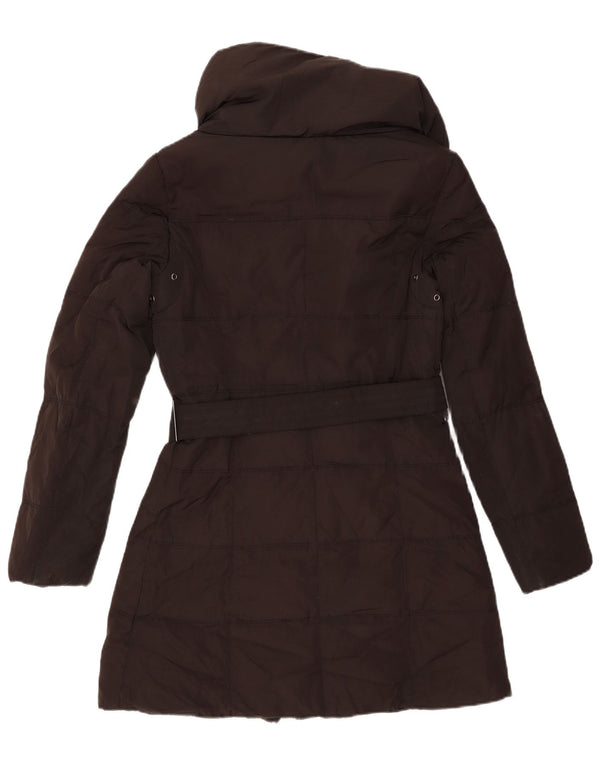 Zara Mujer Abrigo Acolchado UK 42 Medio Negro Poliéster