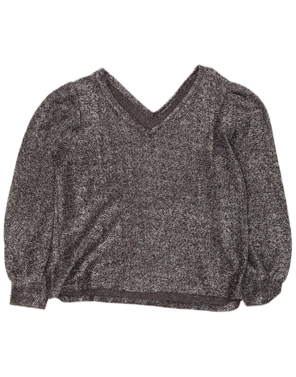 Vintage Womens Top Long Sleeve UK 12 Medium Silver Flecked