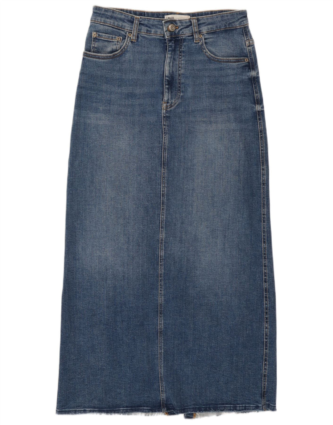 Zara Mujer Maxi Falda Vaquera De Cintura Alta Mediana W28 Azul