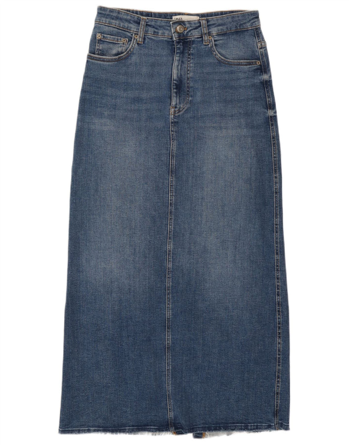 Zara Mujer Maxi Falda Vaquera De Cintura Alta Mediana W28 Azul