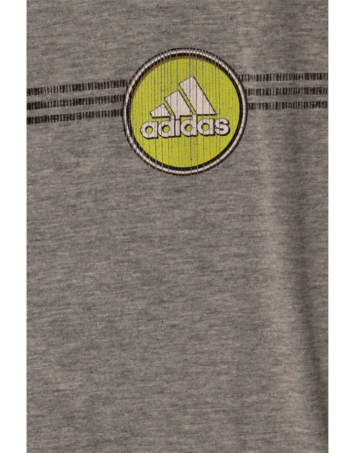 Adidas Mens Graphic Top Manga Larga Grande Gris Algodón