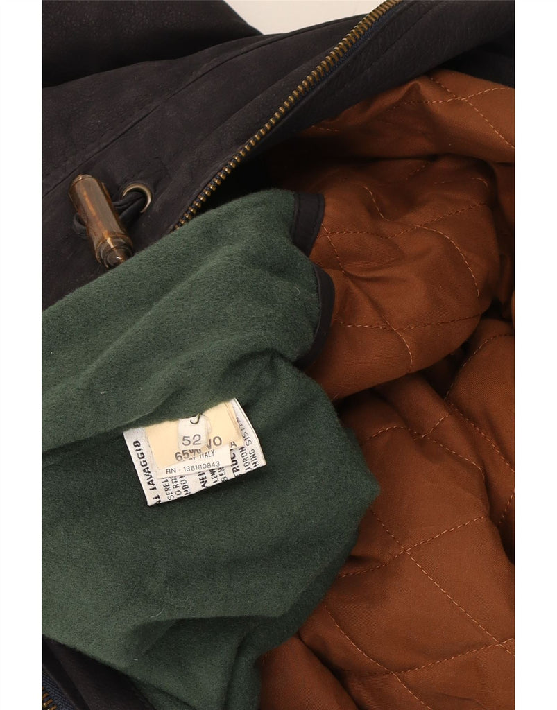 SALVATORE FERRAGAMO Mens Duffle Leather Coat IT 52 XL Black Leather Vintage Salvatore Ferragamo and Second-Hand Salvatore Ferragamo from Messina Hembry 