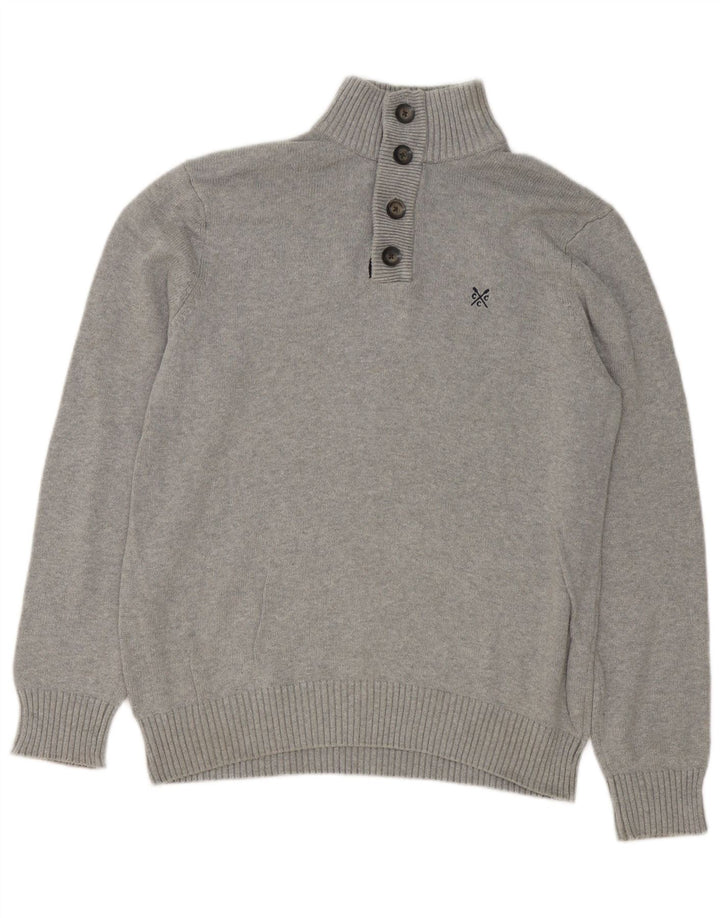 Crew Clothing - Jersey con cuello y botones para hombre, talla grande, algodón gris