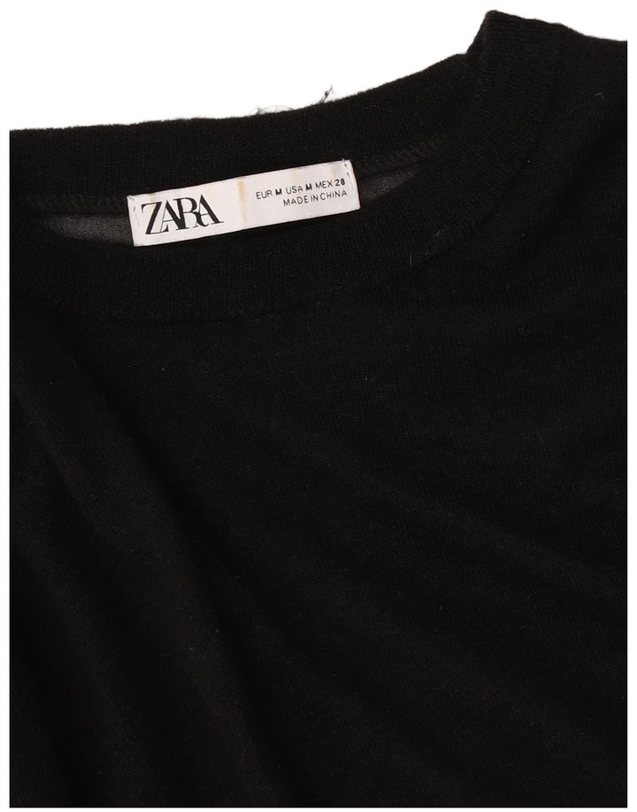 Zara - Jersey extragrande con cuello barco para mujer, talla 40, talla M, color negro
