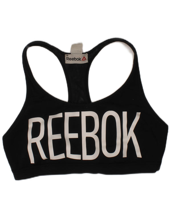 Reebok Mujer Graphic Sport Bra Top UK 12/14 Mediano Negro Poliéster Deportes