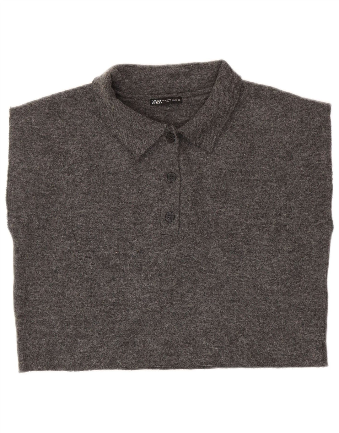 Zara Polo Corto Sin Mangas Para Mujer UK 44 Poliéster Gris Medio