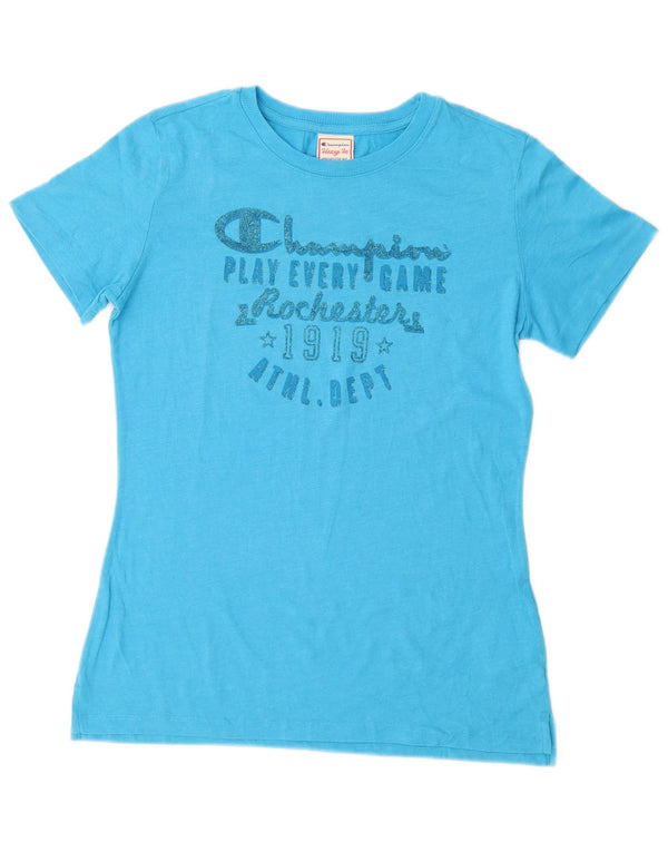CHAMPION Camiseta con gráfico Heritage Fit para mujer UK 40 Grande Algodón azul