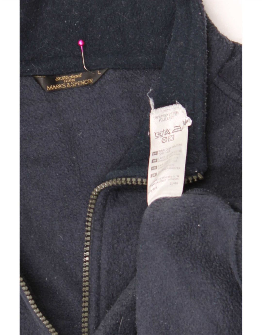 Marks & Spencer Chaqueta polar St. Michael para hombre, talla 40, talla grande, azul marino