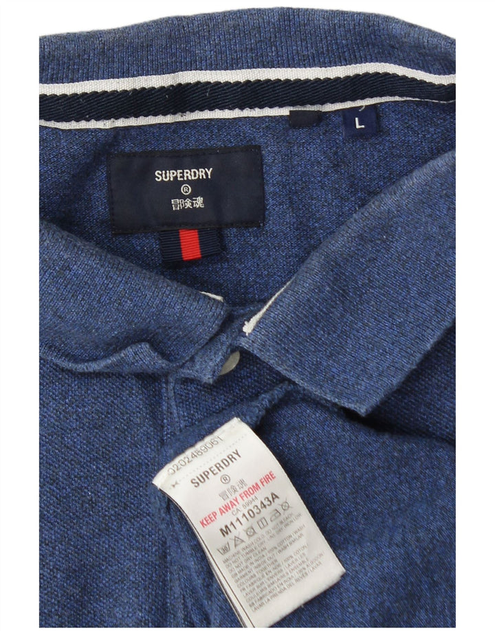 Superdry Polo para hombre de algodón azul marino grande