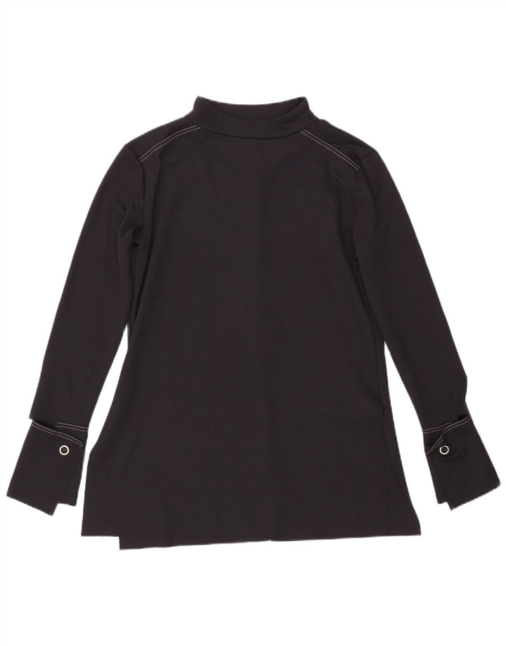 Zara Mujer Top Manga Larga UK 40 Pequeño Poliéster Negro