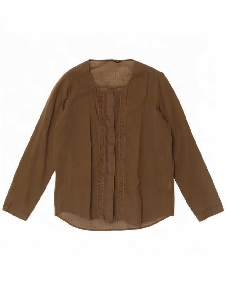 Zara Mujer Blusa Camisa UK 44 Medium Caqui