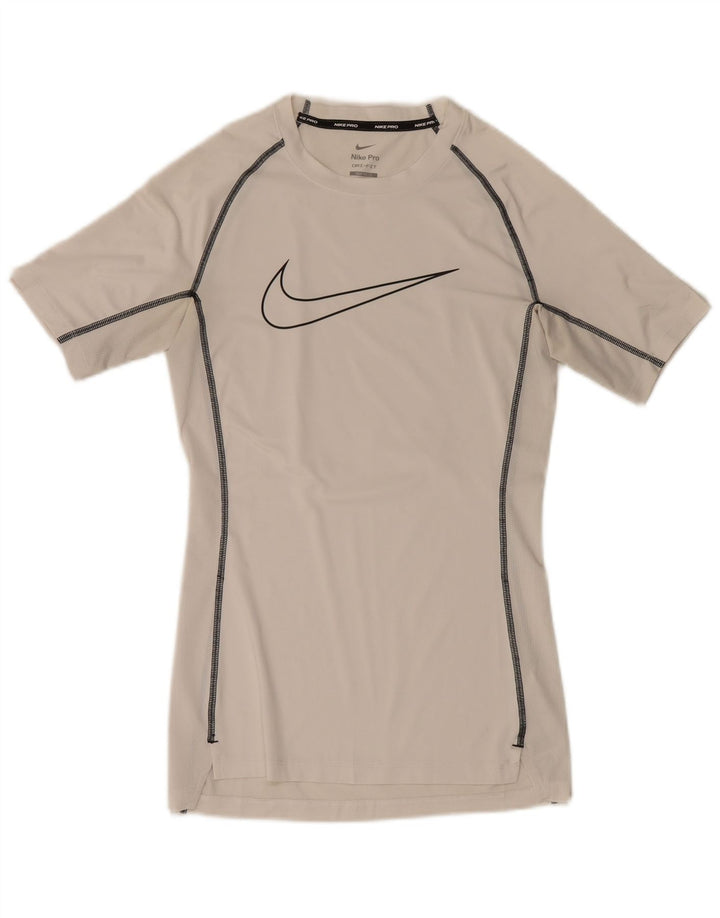 Nike Dri Fit Graphic Camiseta para hombre, talla pequeña, poliéster blanco