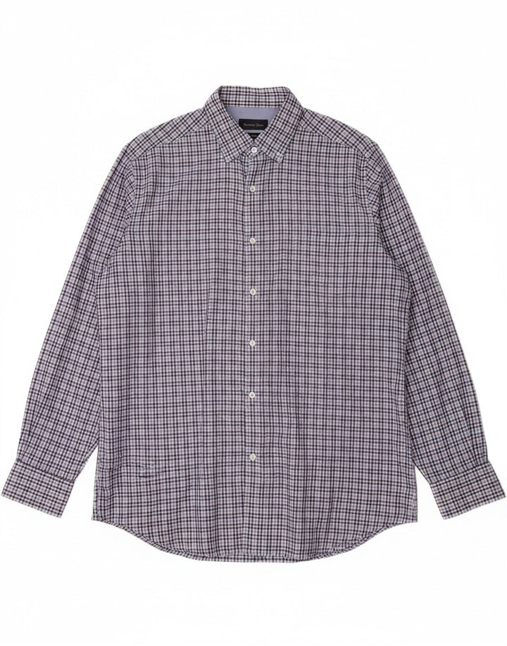 MASSIMO DUTTI Mens Finest Fabric Shirt Large Blue Check Cotton Vintage Massimo Dutti and Second-Hand Massimo Dutti from Messina Hembry 