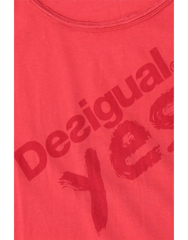 Desigual Mujer Camiseta Gráfica Top UK 14 Medium Pink