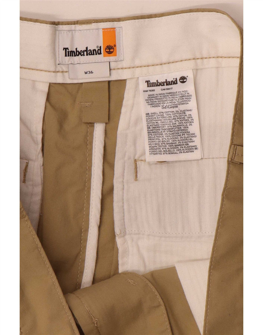 Timberland pantalones cortos chinos para hombre W36 grande beige