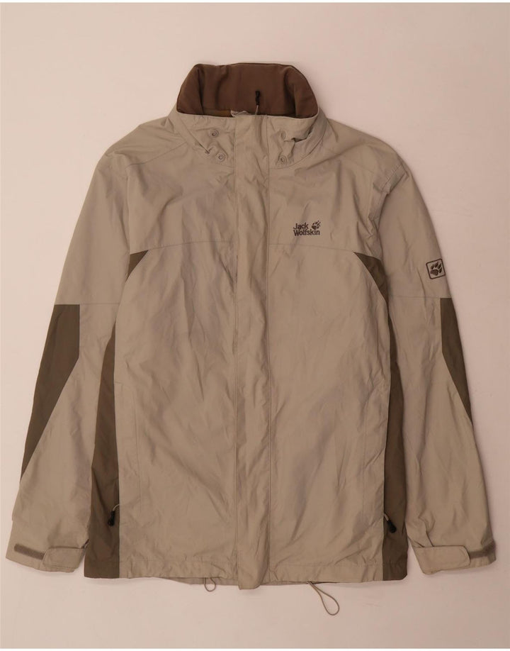 Jack Wolfskin Chaqueta impermeable para hombre ES 44/46 XL Beige Colorblock Poliamida
