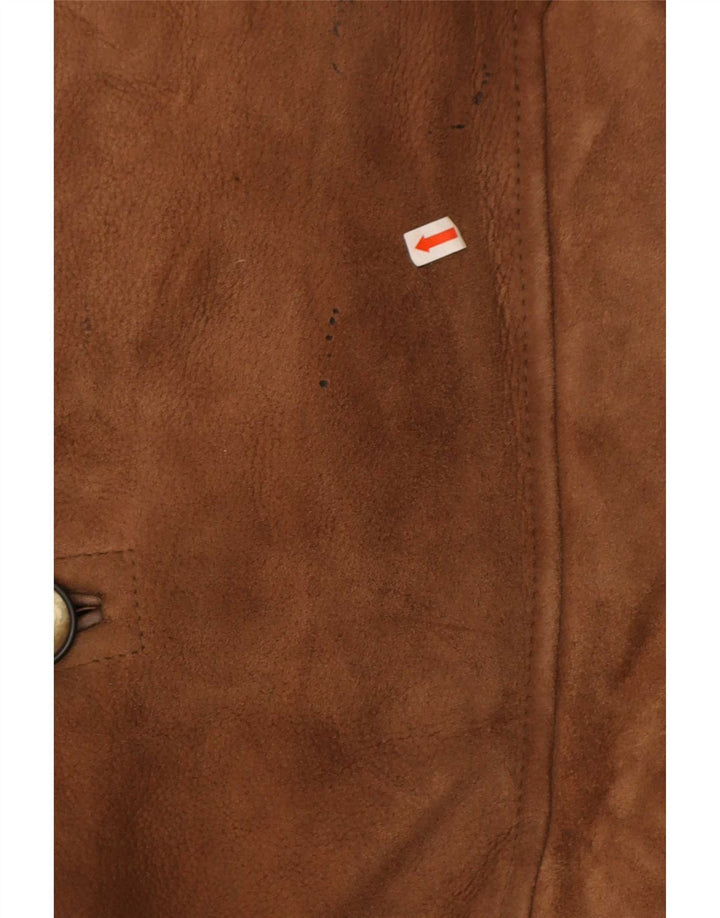 Chaqueta de piel de oveja vintage para hombre IT 48 piel de oveja marrón medio