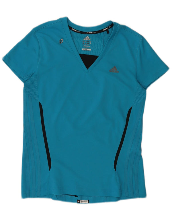 Adidas Mujer Climacool Camiseta Top UK 40 Grande Azul Colorblock