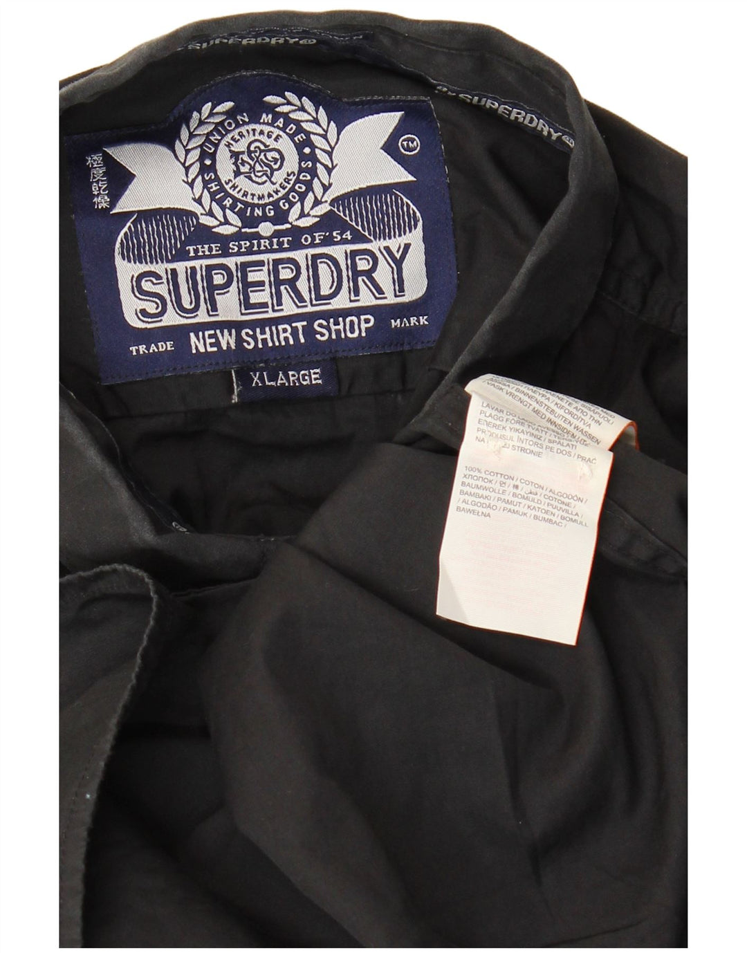 Camisa Superdry Hombre XL Algodón Negro