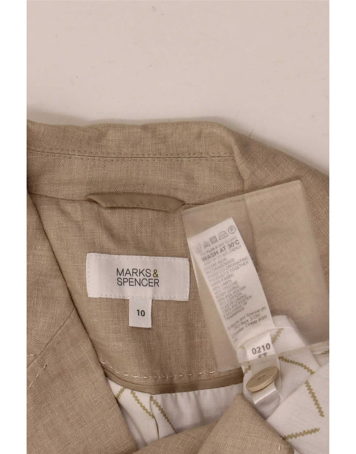 Marks & Spencer Chaqueta tipo blazer de 5 botones para mujer UK 10 Small Beige Linen