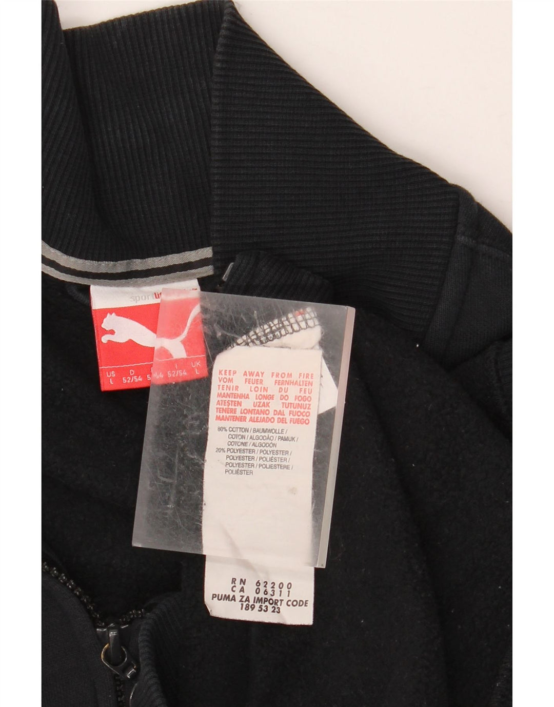 PUMA Chaqueta superior de chándal con gráfico para hombre, talla grande, algodón negro