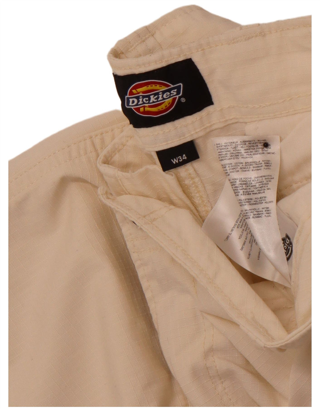 DICKIES Pantalón cargo recto para hombre W34 L32 Algodón blanco roto