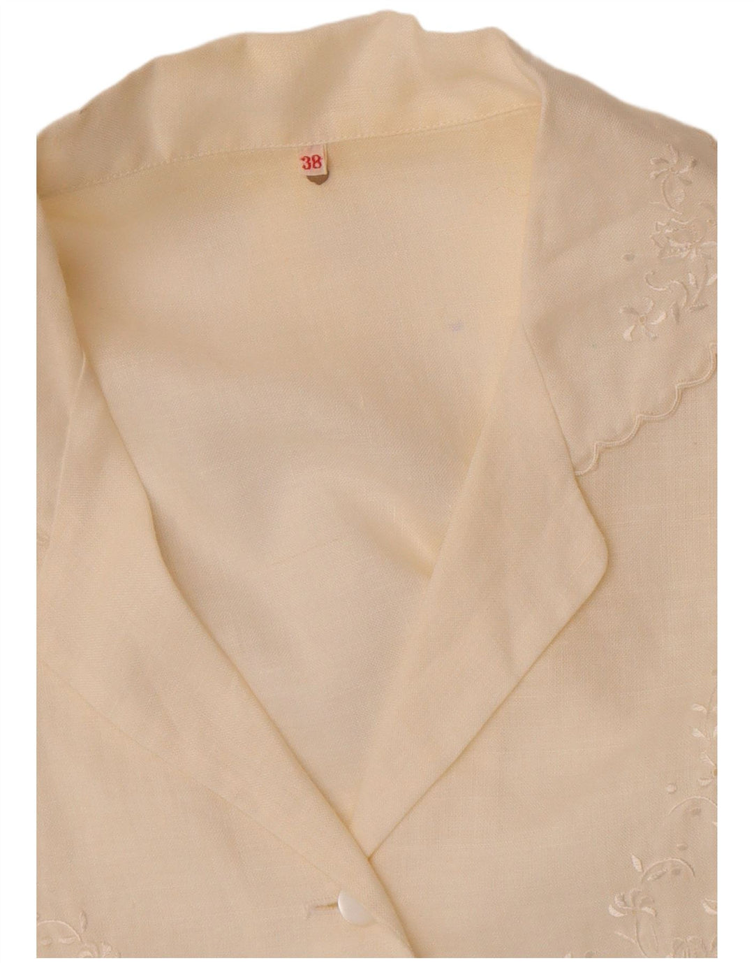 Vintage mujer camisa de manga corta blusa EU 38 medio blanco apagado