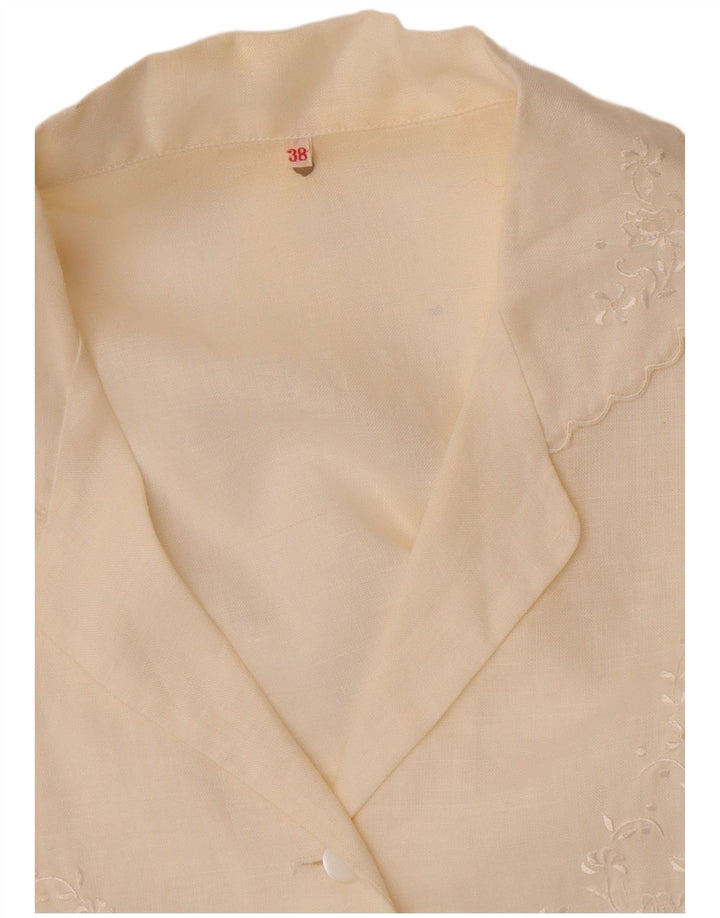 Vintage mujer camisa de manga corta blusa EU 38 medio blanco apagado