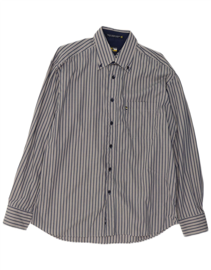 NAVIGARE Camisa Hombre Grande Algodón Rayas Azul