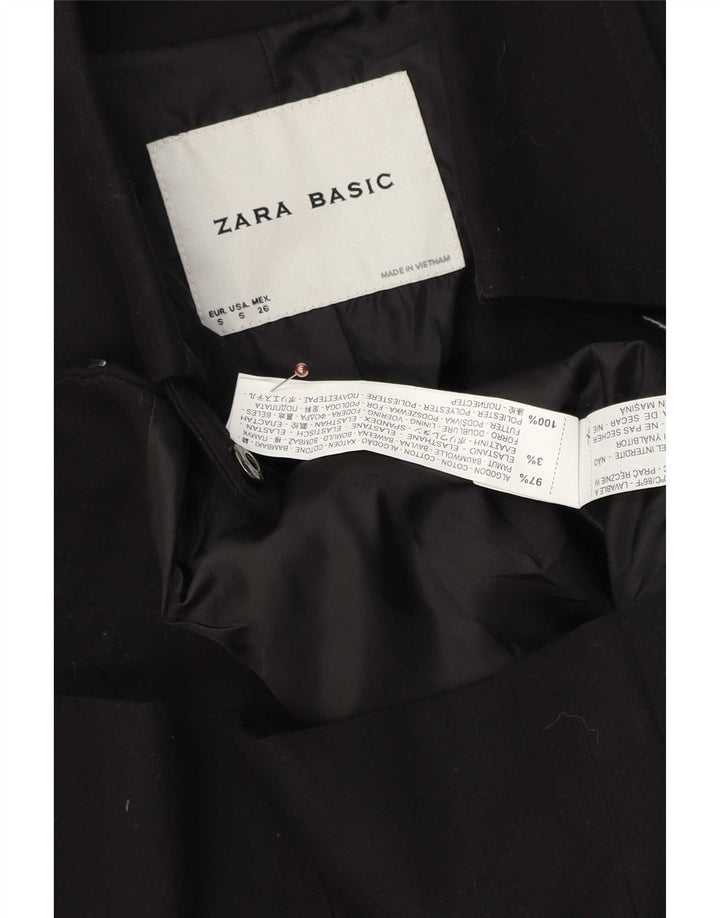 Zara Chaqueta Blazer con Cremallera Completa para Mujer UK 10 Small Black Cotton