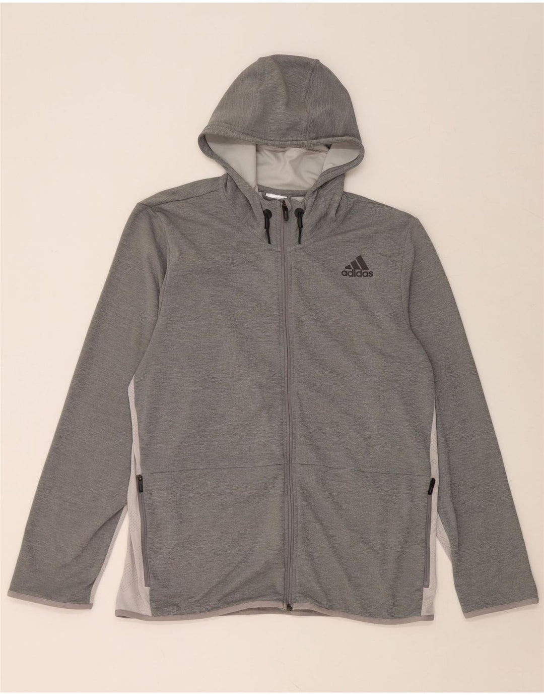 ADIDAS Sudadera con capucha y cremallera para hombre XL Poliéster gris
